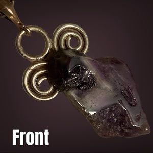 Purple Amethyst Polished Stone Necklace and 21” Chain NWOT